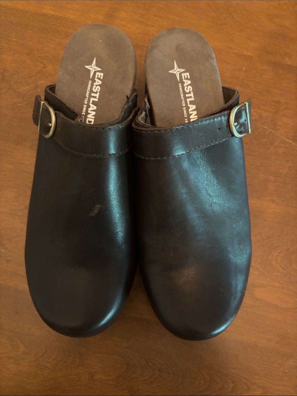 Eastland Mae Dark Brown Full Grain Leather Open Back Comfort Clogs Mules Size 9